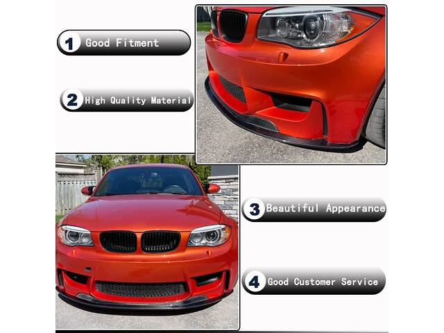 Накладка на передний бампер Карбон V2 (для 1M E82) для BMW 1 серии E81/82/87/88 2004-2011 гг. - Фото 3