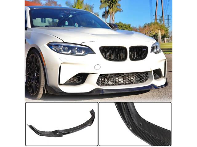 Накладка на передний бампер Карбон V3 (для F87) для BMW 2 серия F22/23 2014-2021 гг. - Фото 1