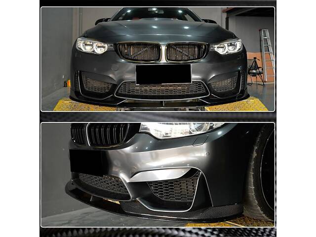 Накладка на передний бампер Карбон V3 (для F82/F83) для BMW 4 серии F-32 2012-2020 гг. - Фото 3