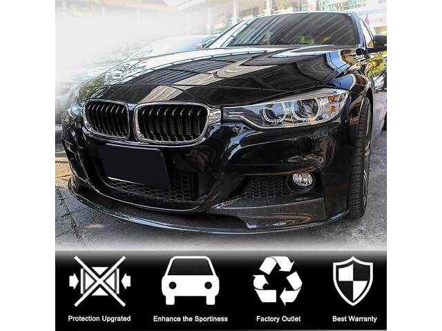 Накладка на передний бампер Карбон V4 (M-Sport) для BMW 3 серия F-30/31/34 2012-2019 гг. - Фото 2