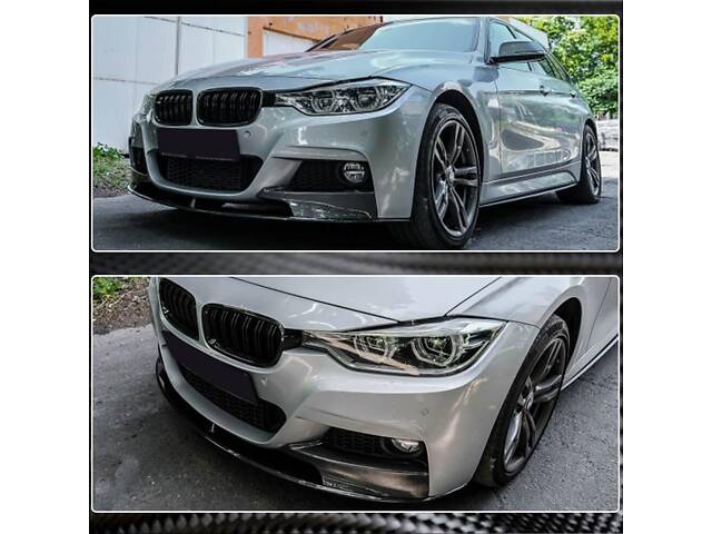Накладка на передний бампер Карбон V4 (M-Sport) для BMW 3 серия F-30/31/34 2012-2019 гг. - Фото 3