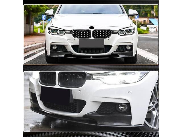 Накладка на передний бампер Карбон V4 (M-Sport) для BMW 3 серия F-30/31/34 2012-2019 гг. - Фото 4