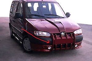 Накладка на передній бампер Ікла (під фарбування) для Peugeot Partner 1996-2008 рр.