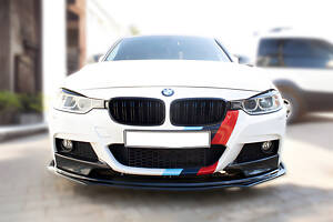 Накладка на передний бампер ЛИП (черная) для BMW 3 серия F-30/31/34 2012-2019 гг