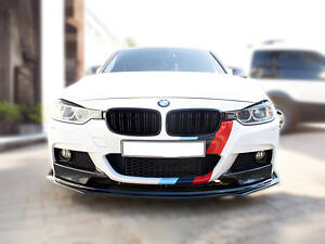 Накладка на передний бампер ЛИП (черная) для BMW 3 серия F-30/31/34 2012-2019 гг