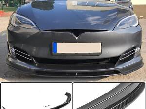 Накладка на передний бампер Lip Карбон V3 (2016-2020) для Tesla Model S