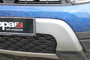 Накладка на передній бампер верхня (ABS, сіра) для Dacia Duster 2018-2024 рр.