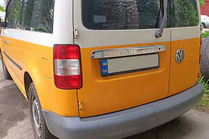 Накладка над номером (2 дверн, нерж) Без надписи, OmsaLine - Итальянская нержавейка. для Volkswagen Caddy 2010-2015 гг