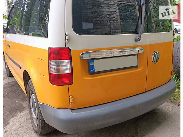 Накладка над номером (2 дверн, нерж) Надпись Caddy, Carmos - Турецкая сталь для Volkswagen Caddy 2004-2010 гг