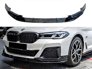 Накладка переднего бампера M Performance BMW 5 series G30 G31 LCI 2020-2023 , черный глянец