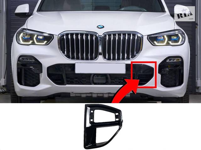 Накладка впускного сопла ліва в передній бампер M-Paket на BMW X5 G05 2018-2022 ( Чорний глянець )