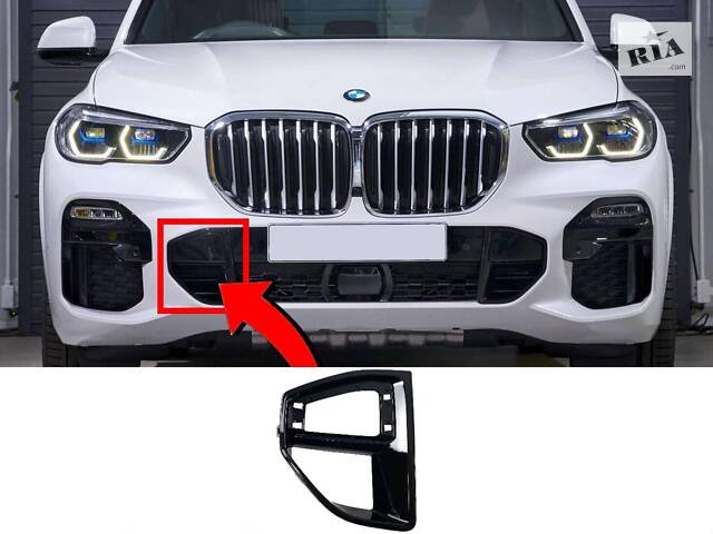 Накладка впускного сопла права в передній бампер M-Paket на BMW X5 G05 2018-2022 ( Чорний глянець )