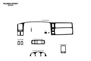 Накладки на панель (2002-2007) Алюминий для Mitsubishi Pajero Sport