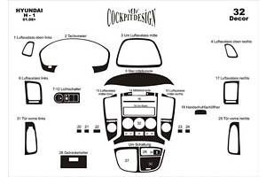 Накладки на панель (big set) Алюминий для Hyundai H200, H1, Starex 2008-2024 гг