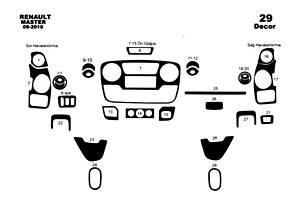Накладки на панель (большая комплектация) Алюминий для Renault Master 2011-2024 гг