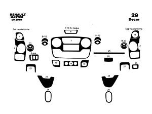 Накладки на панель (большая комплектация) Карбон для Nissan NV400 2010-2024 гг