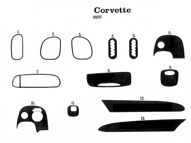 Накладки на панель (Meric) для Chevrolet Corvette C5 (1997-2004)