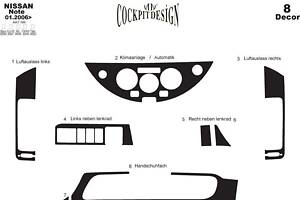 Накладки на панель Алюминий для Nissan Note 2004-2013 гг.