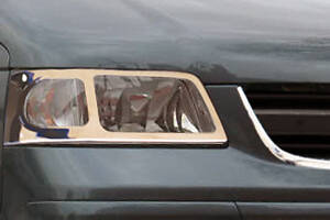 Накладки на передні фари (2 шт., нерж) для Volkswagen T5 Multivan 2003-2010 рр