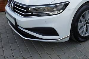 Накладки на передний бампер (2019-2024, 3 шт, нерж) OmsaLine - Итальянская нержавейка для Volkswagen Passat B8