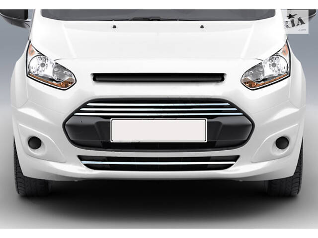 Накладки на передний бампер и решетку (4 шт, нерж) для Ford Connect 2014-2021 гг - Фото 1