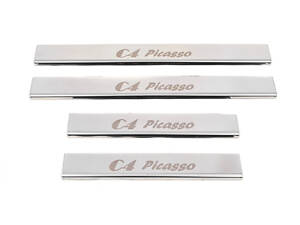Накладки на пороги Carmos (4 шт., нерж.) для Citroen C-4 Picasso 2013-2022 рр