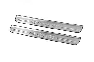 Накладки на пороги Carmos V2 (2 шт, сталь) для Peugeot 307