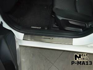 Накладки на пороги Mazda 3 III 2013- premium NataNiko