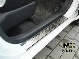 Накладки на пороги Nissan Micra IV 5D 2010- premium NataNiko