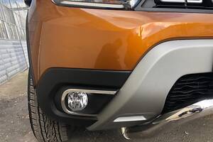 Накладки на противотуманки (2 шт, нерж) OmsaLine - Итальянская нержавейка для Renault Duster 2018-2024 гг