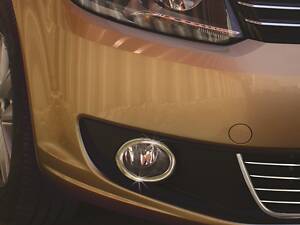 Накладки на противотуманки (2 шт, нерж) OmsaLine - Итальянская нержавейка для Volkswagen Caddy 2010-2015 гг