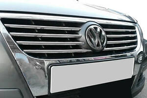 Накладки на решетку (8 шт, нерж) OmsaLine - Итальянская нержавейка для Volkswagen Passat B6 2006-2012 гг