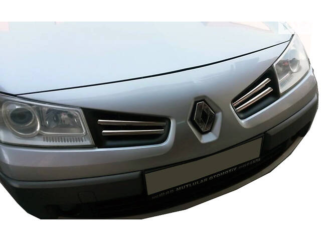 Накладки на решетку (модель 2006-2024, 4 шт, нерж) OmsaLine - Итальянская нержавейка для Renault Megane II
