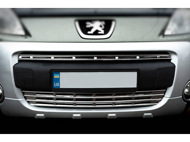 Накладки на решетку (2 част., нерж.) OmsaLine - Итальянская нержавейка для Peugeot Partner Tepee 2008-2018 гг - Фото 3