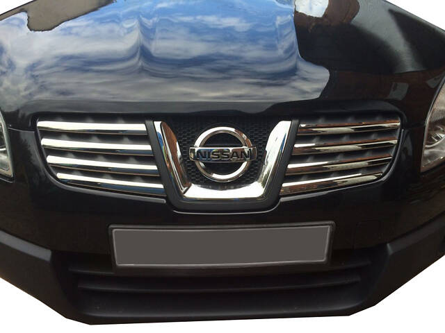Накладки на решетку радиатора (8 шт, нерж.) Carmos - Турецкая сталь для Nissan Qashqai 2007-2010 гг - Фото 1