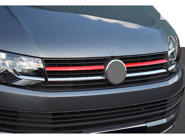 Накладки на решетку верхняя2015-2019 (2 шт, красные) для Volkswagen T6 - Фото 1