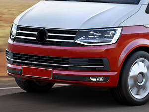 Накладки на решітку бампера 2015-2019 (3 шт, нерж) для Volkswagen T6