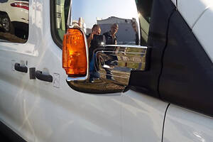 Накладки на зеркала (2 шт, хром) Полированная нержавейка для Ford Transit 2014-2024 гг