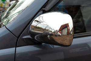 Накладки на зеркала (2 шт, нерж) Carmos - Турецкая сталь для Toyota Land Cruiser Prado 120