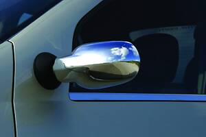 Накладки на зеркала полные (2 шт) Carmos - Хромированный пластик для Renault Logan I 2005-2008 гг