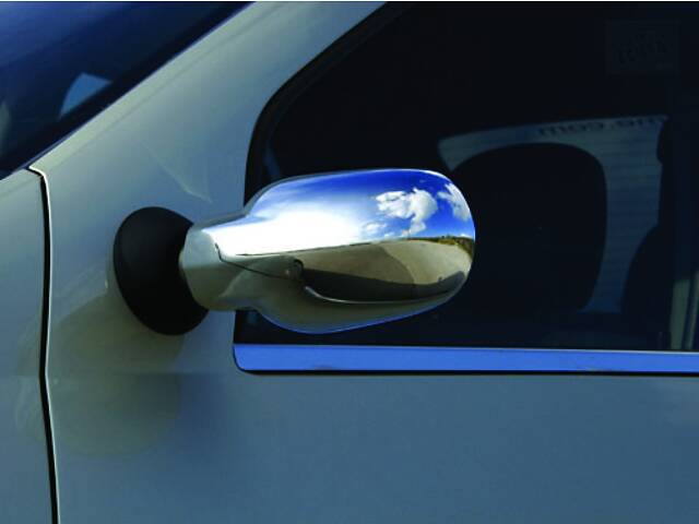 Накладки на дзеркала повні (2 шт) Carmos - Хромований пластик для Renault Logan I 2005-2008рр.
