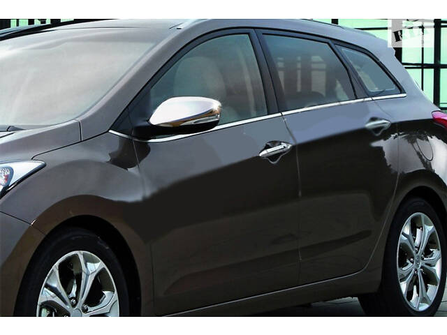 Накладки на зеркала с вырезом под поворот (2 шт, нерж) ABS - Хромированный пластик для Hyundai I-30 2012-2017