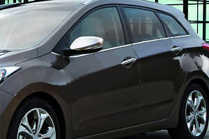 Накладки на дзеркала з вирізом під поворот (2 шт, нерж) OmsaLine - Італійська нержавейка для Hyundai I-30