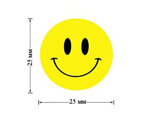 Наклейки смайли жовті RESTEQ 500 шт/уп, Стикери смайли жовтого кольору, Наклейки у вигляді круглих жовтих смайликів - Фото 2