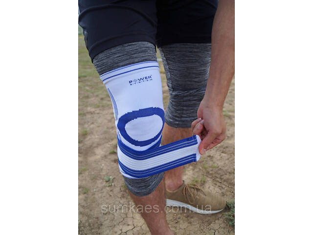 Наколінник Power System PS-6008 Knee Support Pro Blue/White (1шт.) S/M - Фото 6