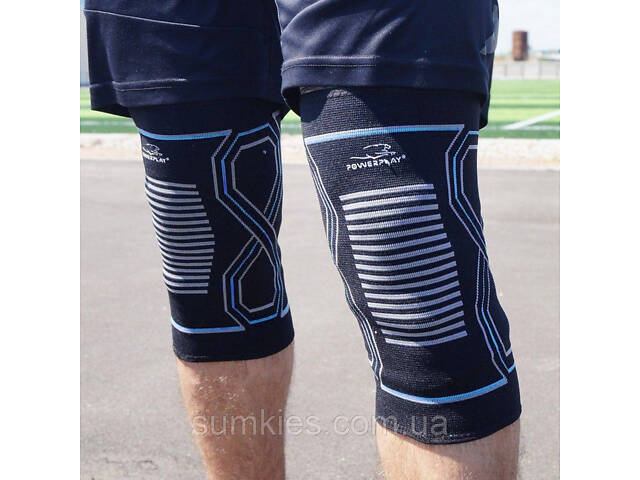 Наколінники спортивні PowerPlay PP-4099 Knee Support Чорно/Сині L/XL (пара) - Фото 2