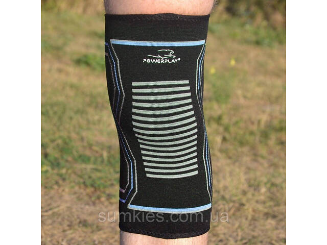 Наколінники спортивні PowerPlay PP-4099 Knee Support Чорно/Сині L/XL (пара) - Фото 6