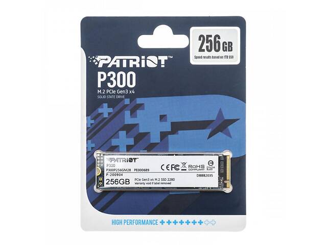 Накопитель SSD M.2 Patriot P300 256GB NVMe 2280 PCIe 3.0 3D TLC yL. - Фото 2
