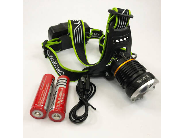 Налобний ліхтар Bailong BL-A7-P50, zoom, microUSB, 2х18650, 3 режими, надпотужний ліхтар налобний - Фото 2