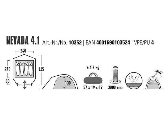 Намет чотиримісний High Peak Nevada 4.1 Deep Forest (10352) - Фото 15